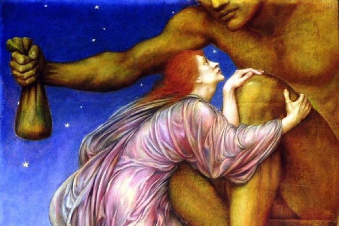 Evelyn De Morgan, Anbetung des Mammon (1919) - Ausschnitt